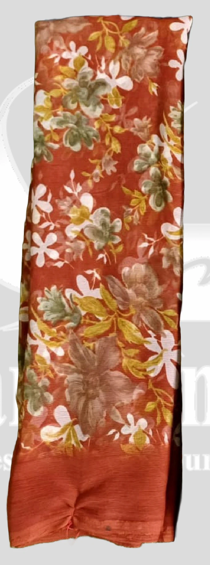 Chiffon Floral Printed Saree &ndash; SANGNI1204 &ndash; Rust Orange Mix